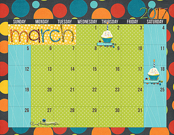 2017 March Calendar