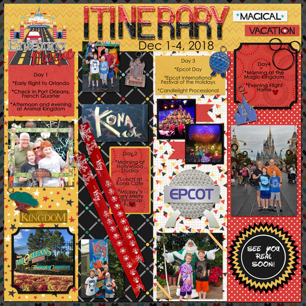2018 12 Disney Itinerary
