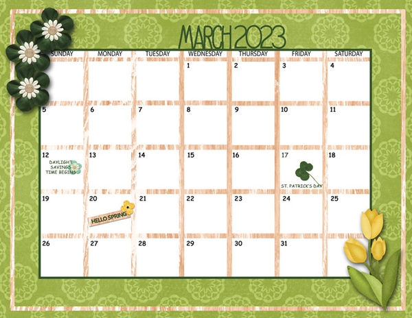2023 March Sum-Up Calendar