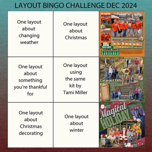 2024 December Layout Bingo Card
