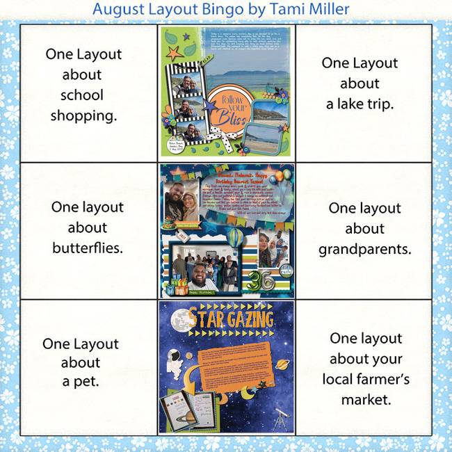 2025 August Layout Bingo card