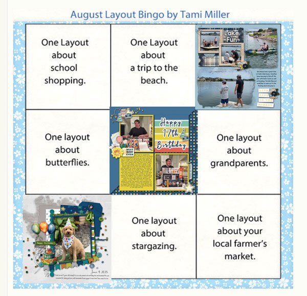 2025 August Layout Bingo Challenge Card