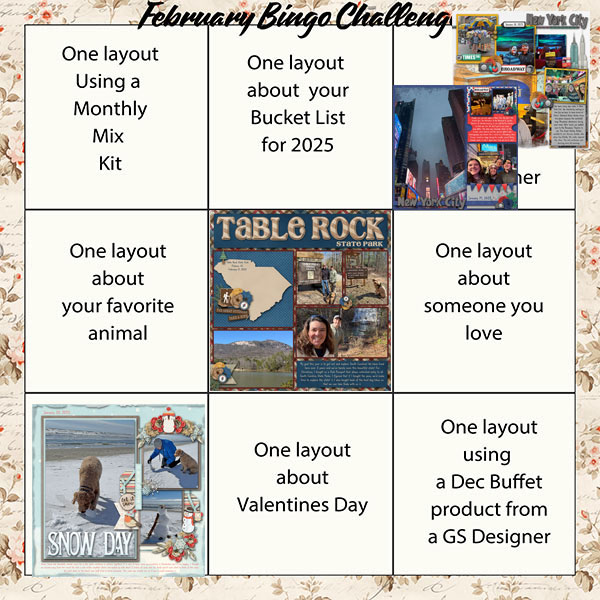 2025 February Layout Bingo Challenge Card