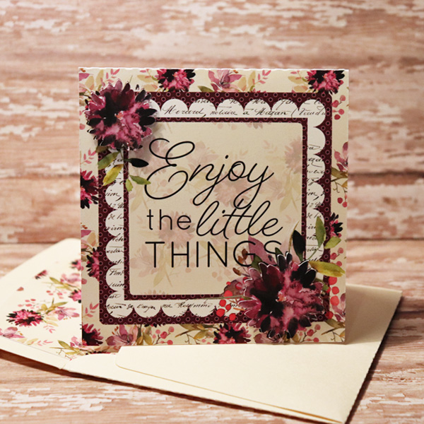 3d card with matching envies