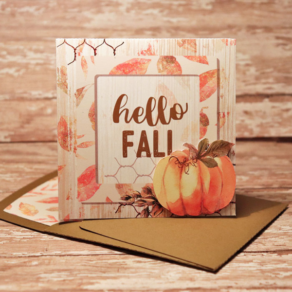 3d Hello Fall Card with matching envie