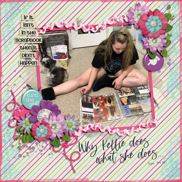 4/20 Abigail looking through scrapbooks