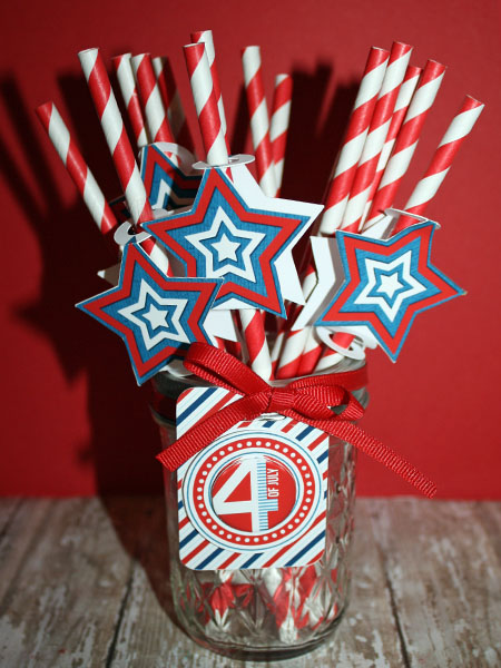 4th of July Straw Toppers