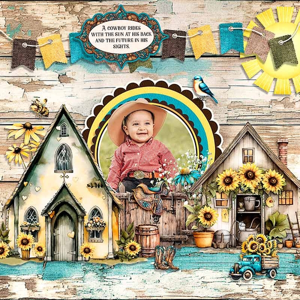 A cowboy rides with the sun at his back