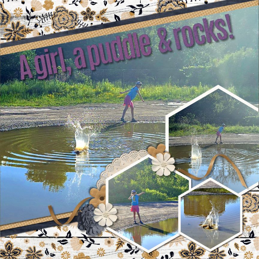 A girl, a puddle and Rocks!