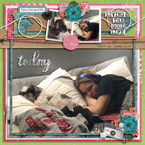 Abigail + Minnie in bed 11.26.19