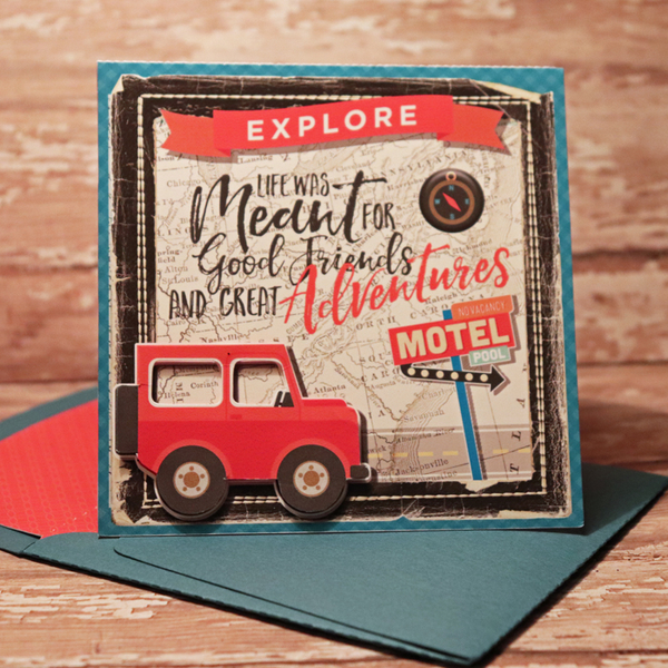 Adventure card with matching envie