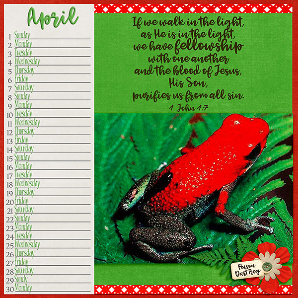 April 2018 Calendar page