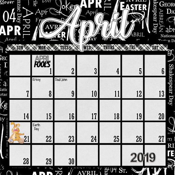 April 2019 Calendar