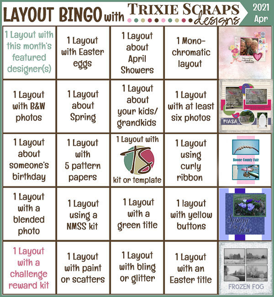 April 2021 Layout Bingo
