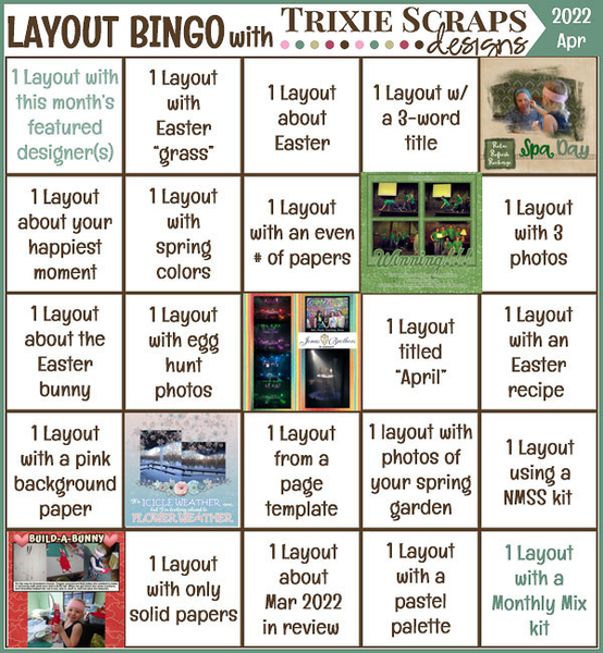 April 2022 Layout Bingo