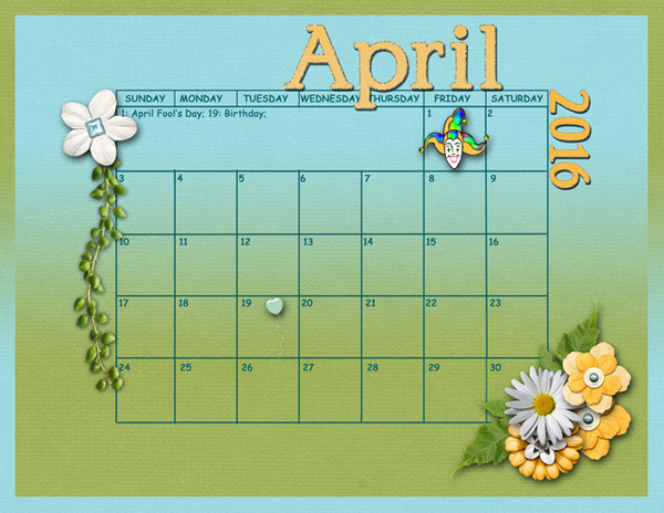 April Sum Up Calendar