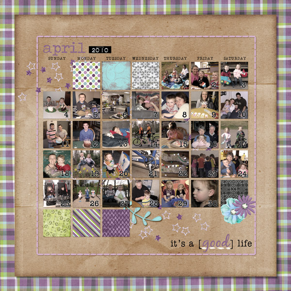 April Summary/Calendar Page