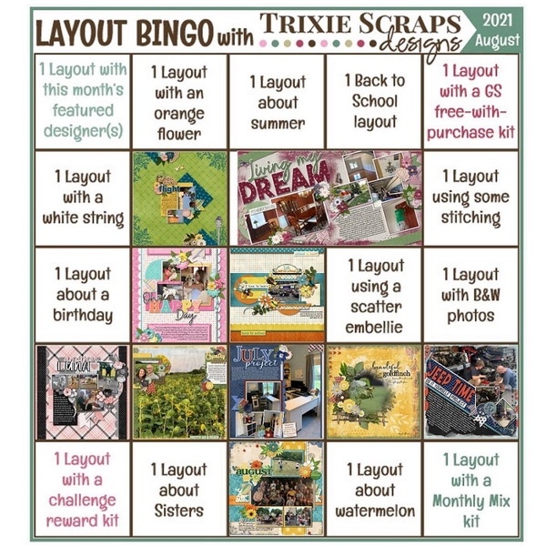 August 2021 Layout Bingo