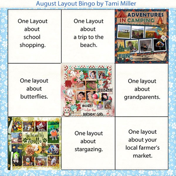 August 2025 Layout Bingo  Card