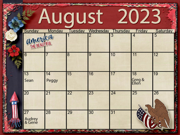 August Calendar -- 2023