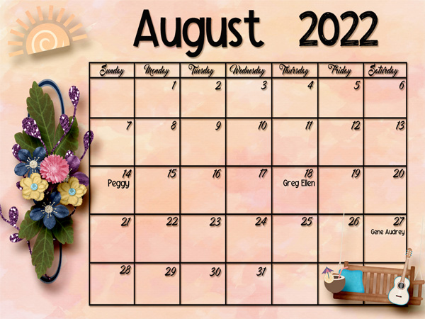 August Calendar -- Desktop