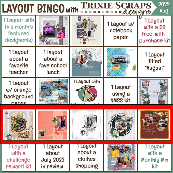 August Layout Bingo Challenge