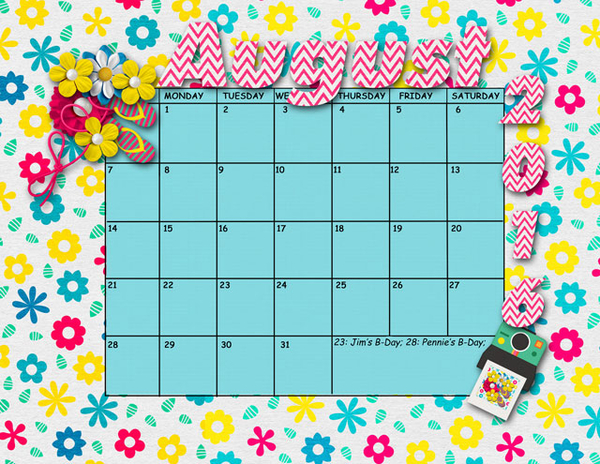 August Sum Up Calendar