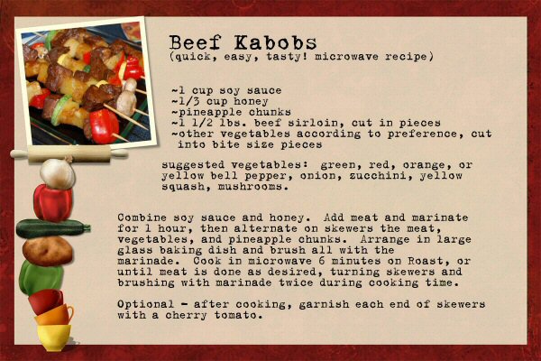 Beef kabobs recipe card