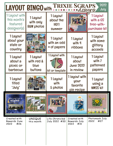 Bingo card July 2022
