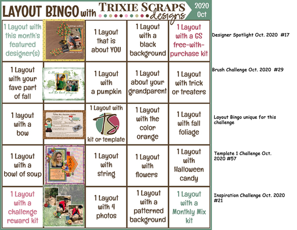 Bingo card Oct 2020