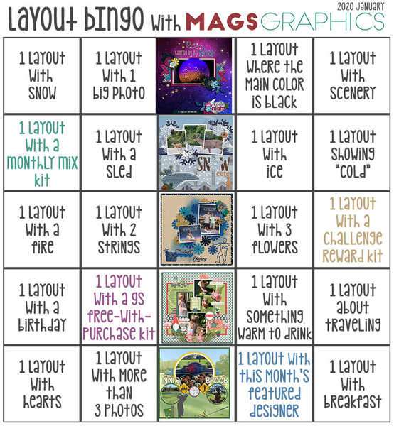Bingo Challenge with MagsGraphics [January 2020]