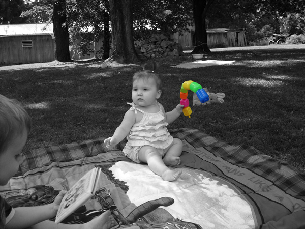 black and white with color