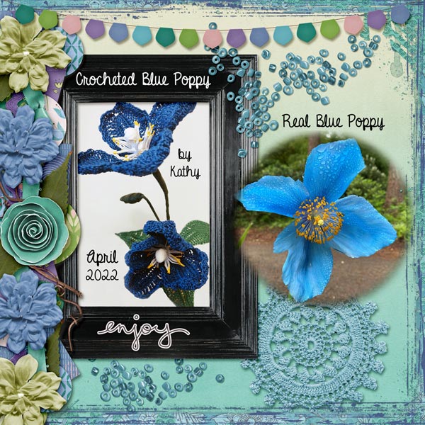 Blue Poppy crocheted