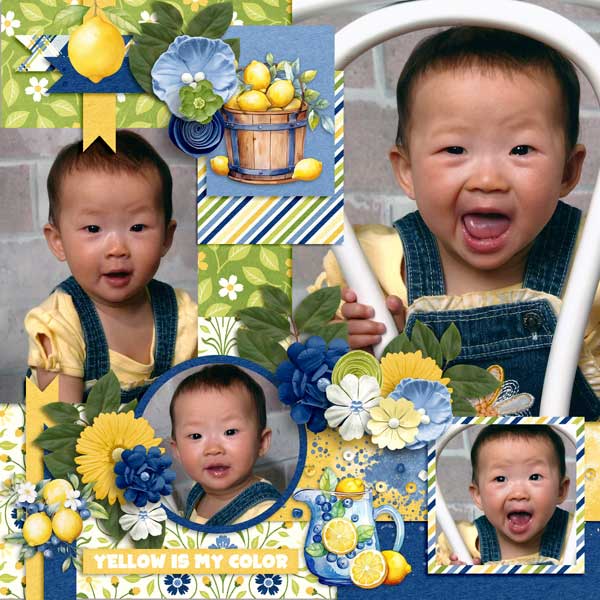 {Blueberry Lemonade} Digital Scrapbooking Kit by Twin Mom Scraps and {Picture Perfect 313} Digital Scrapbooking Template by Aprilisa Designs
