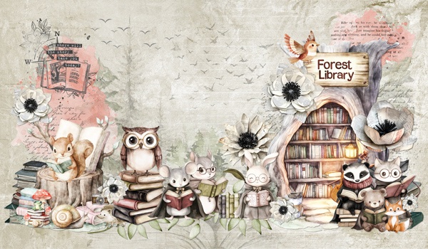 Bookish Woodland Creatures Playing Mat