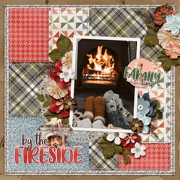 By the fireplace
