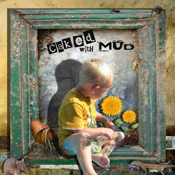 Caked with mud
