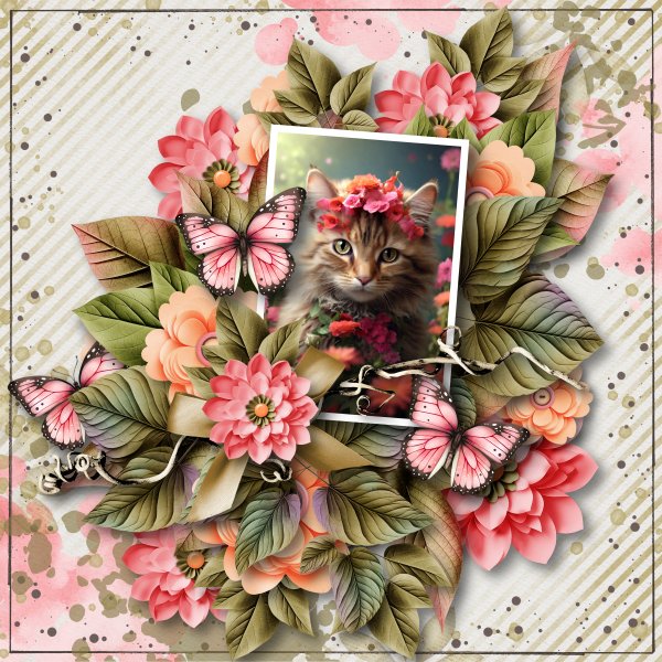 cat and flowers
