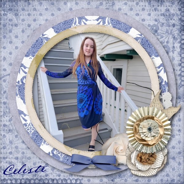 Celeste on stairs
