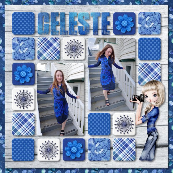 Celeste on the stairs