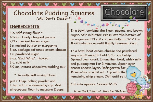 Chocolate Pudding Squares