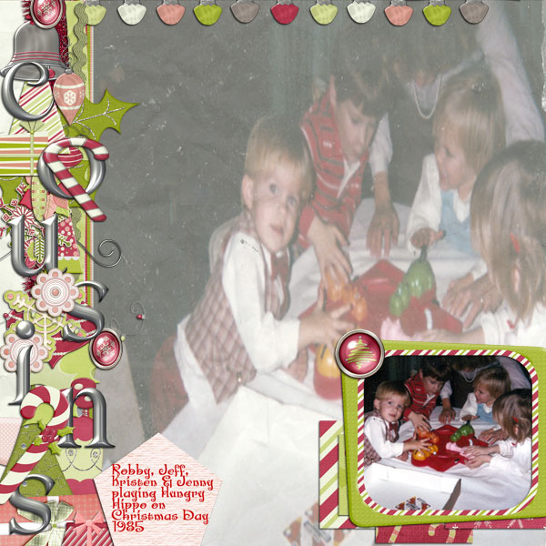 Cousins playing on Christmas Day 1985