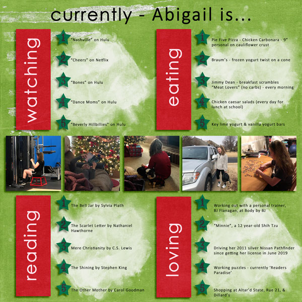 December 2019 - Abigail is currently...