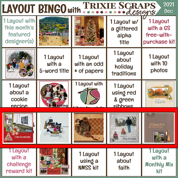 December 2021 Layout Bingo Challenge