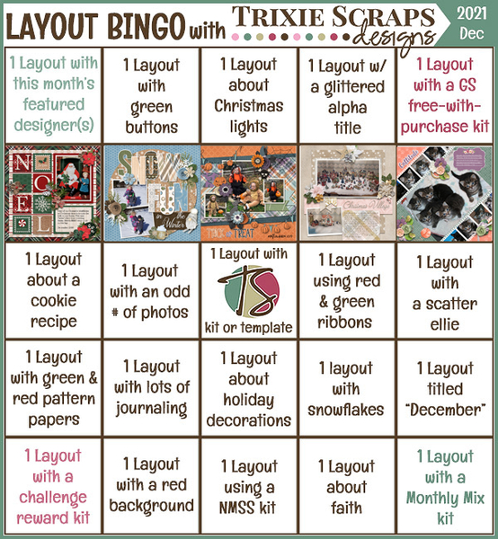 December 2021 Layout Bingo Challenge