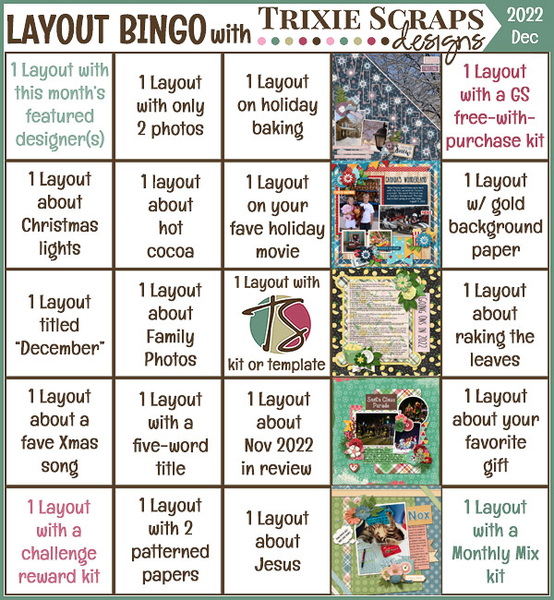 December 2022 Layout Bingo Challenge