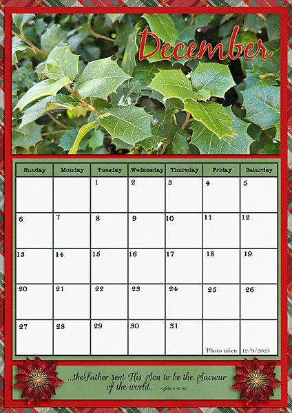 December 2026 Calendar Page