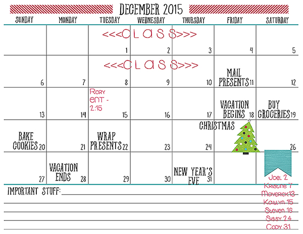 December Desktop Calendar