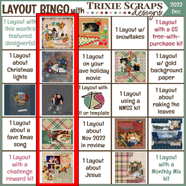 December Layout Bingo Challenge