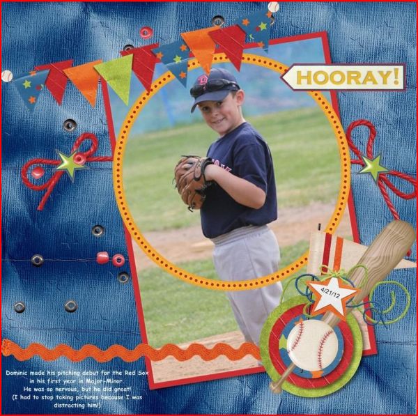 Dom's Pitching Debut using Twin Mom Scraps "All Stars"